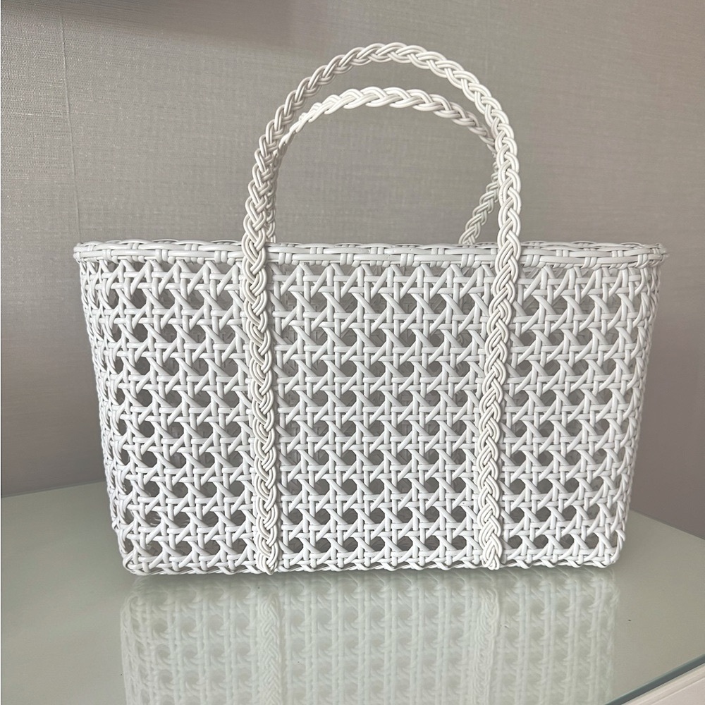 Elegant White Woven Tote Bag